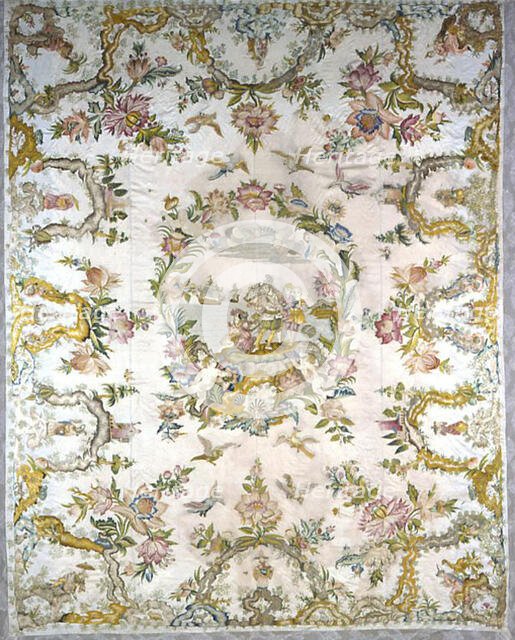 Bedcover Showing the Landing of Columbus, Italy, 1750/1800. Creator: Unknown.