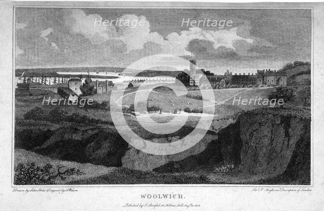 View of Woolwich with the River Thames in the distance, 1806. Artist: AW Warren
