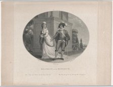 Beatrice and Benedick (Shakespeare, Much Ado About Nothing, Act 4, Scene 1), Au..., August 12, 1784. Creator: Charles Gauthier Playter.