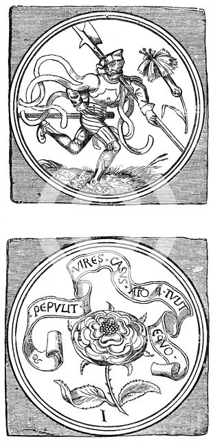 Ancient Playing Cards: Knave and Ace, (1833). Artist: Unknown