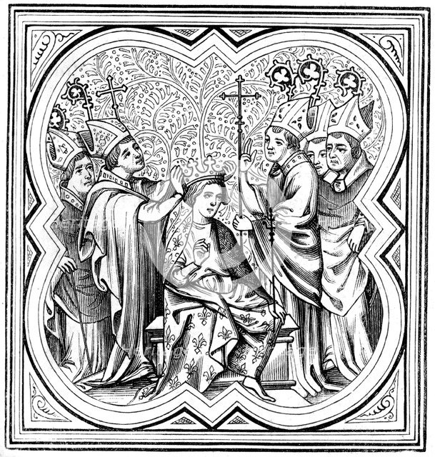 The coronation of Charlemagne (712-814), 14th century (1849). Artist: Unknown