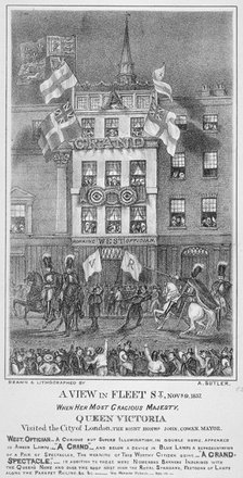 Royal procession on Fleet Street, City of London, 1837. Artist: Augustus Butler