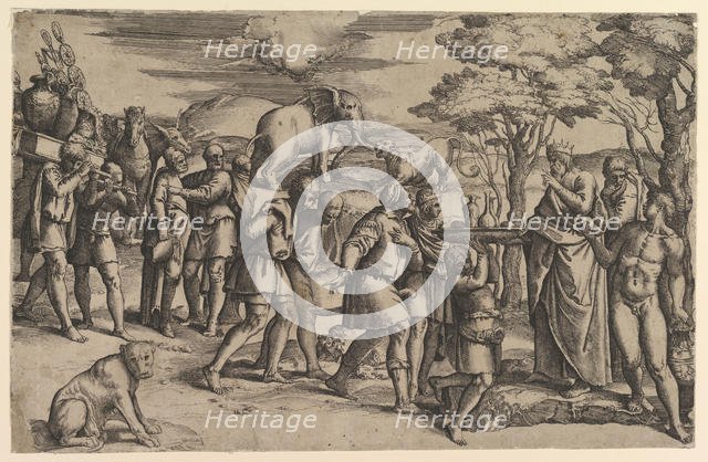 Melchizadek Offering Bread and Wine to Abraham, ca. 1547. Creator: Battista Franco Veneziano.