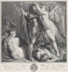 Hero crowned by Victory, who places a laurel wreath on his head, Venus and Cupid at..., ca. 1735-61. Creator: Charles Hutin.