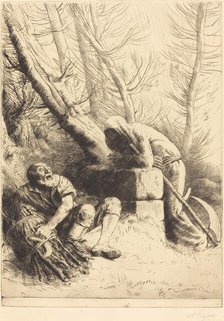 Death and the Woodcutter, 4th plate (La mort et le bucheron). Creator: Alphonse Legros.