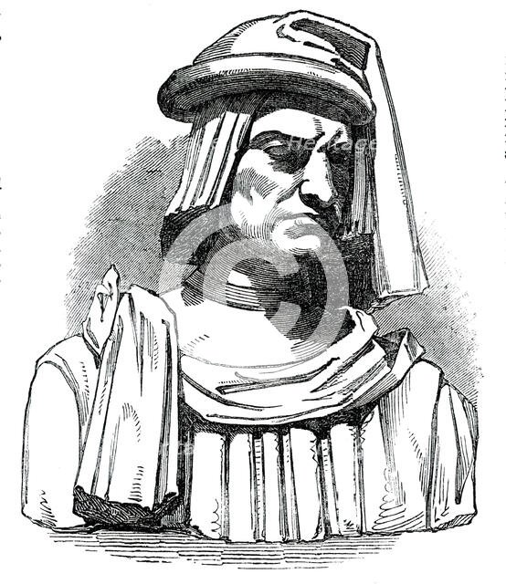 Terra Cotta Bust of Lorenzo de' Medici, by Michael Angelo, 1850. Creator: Unknown.