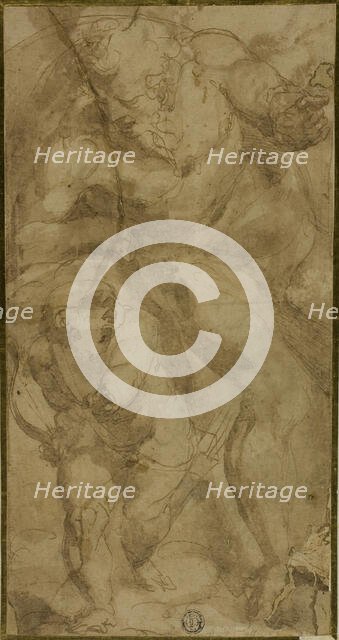 Mars and Cupid, c.1550. Creator: Luca Cambiaso.