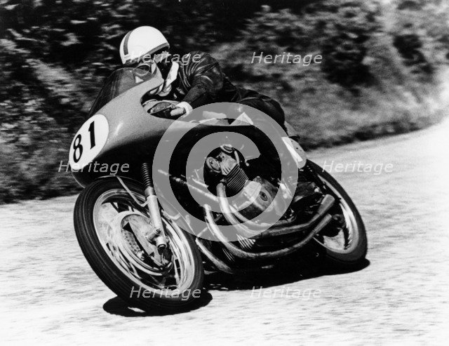 John Surtees on an MV Agusta, Isle of Man Senior TT, 1956. Artist: Unknown