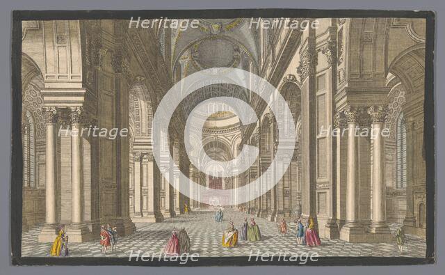 View of the interior of Saint Paul's Cathedral in London, 1753. Creator: Johann Michael Muller.