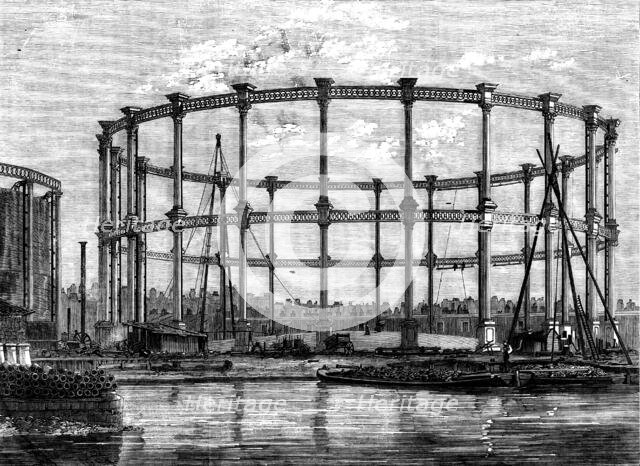 The Large Gasholder at the Imperial Gas Company's Works, Bethnal-Green, 1858. Creator: Unknown.