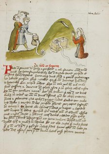 A Woman in Prayer and a Snake on a Nearby Hillock: A Man Trying..., third quarter of 15th century. Creator: Unknown.