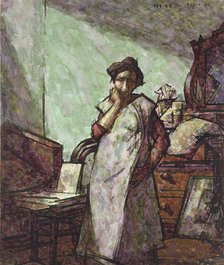 Interior with Mrs Mounter in an Overall, 1 December 1918. Artist: Harold Gilman.
