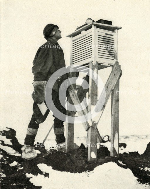 'Dr. Wilson Watching the First Rays of Sunlight Being Recorded', c1911, (1913). Artist: Herbert Ponting.