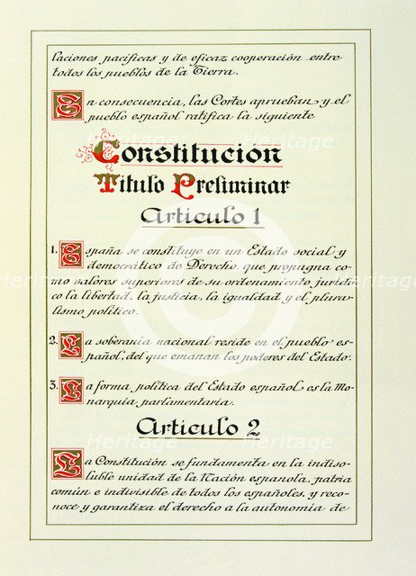 Preliminary Title, Article 1 of the Spanish Constitution of 1978.