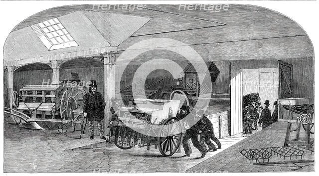 The Annual Exhibition of the Smithfield Club - Bringing in Implements, 1850. Creator: Unknown.