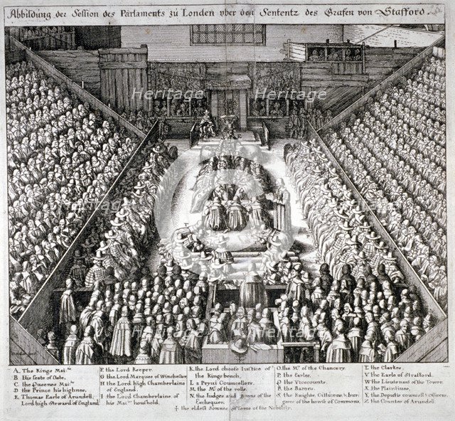 The Trial of Thomas Wentworth, Earl of Strafford, Westminster Hall, London, 1641.            Artist: Wenceslaus Hollar