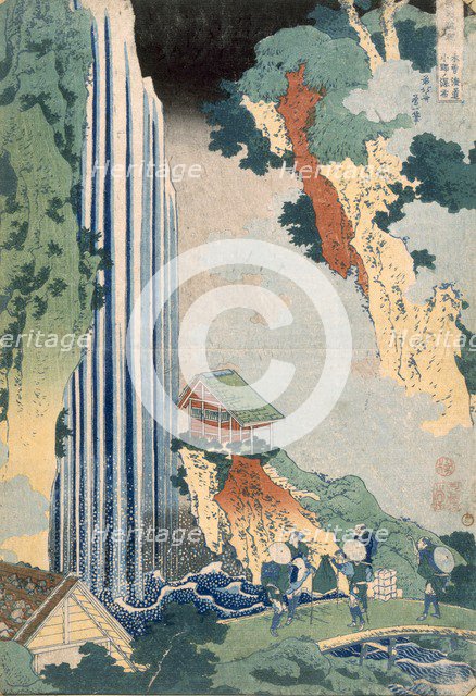 Ona Waterfall on the Kisokaido, 1827. Creator: Katsushika Hokusai (1760-1849).