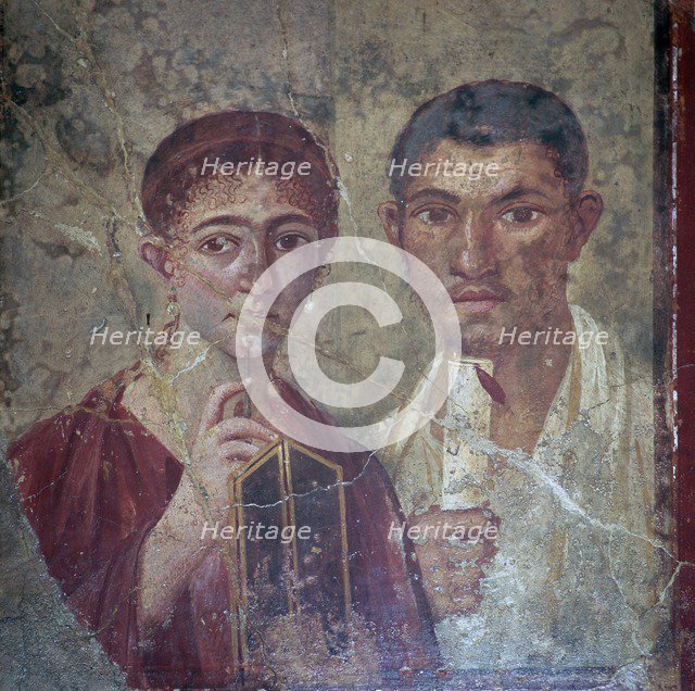 Roman portrait of Terentius Neo and his wife, 1st century.  Creator: Unknown.