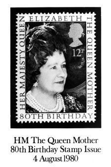 A Queen Mother 80th birthday celebration stamp, 1980. Artist: Unknown