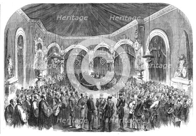 Funeral of the late King of the Belgians: the burial service in the Chapel at Laeken..., 1865. Creator: Unknown.