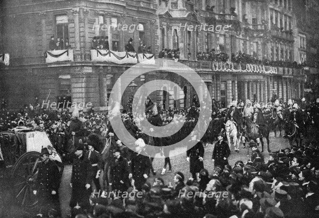 Queen Victoria's funeral procession passing through London, 1901. Artist: Unknown