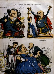 Provisional Government 1869 - 1870, political cartoon with the characters: S. Olozaga, L. Gonzale…