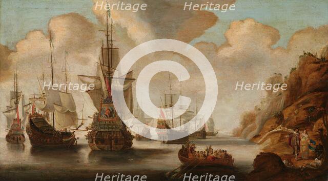 A French Squadron near a Rocky Coast, 1640-1676. Creator: Jacob Bellevois.