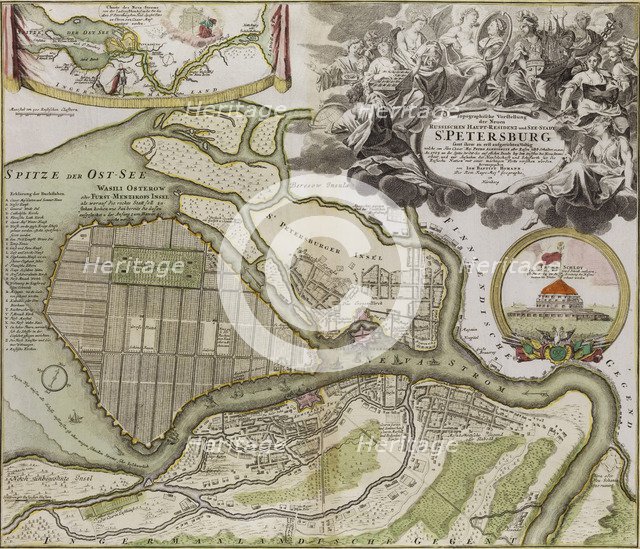 Map of Petersburg (Saint Petersburg master plan). Artist: Le Blond, Jean-Baptiste Alexandre (1679-1719)