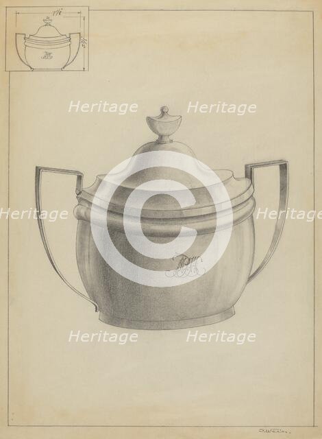 Silver Sugar Bowl, c. 1936. Creator: Simon Weiss.