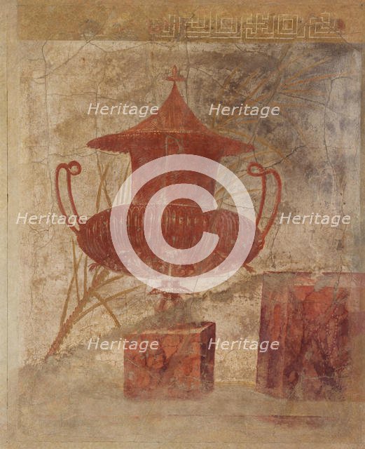 Wall painting fragment from the peristyle of the Villa of P. Fannius Synistor..., ca. 50-40 B.C. Creator: Unknown.