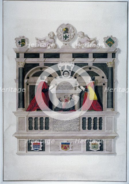 Monument in the Church of St Andrew Undershaft, Leadenhall Street, London, c1820 Artist: Anon
