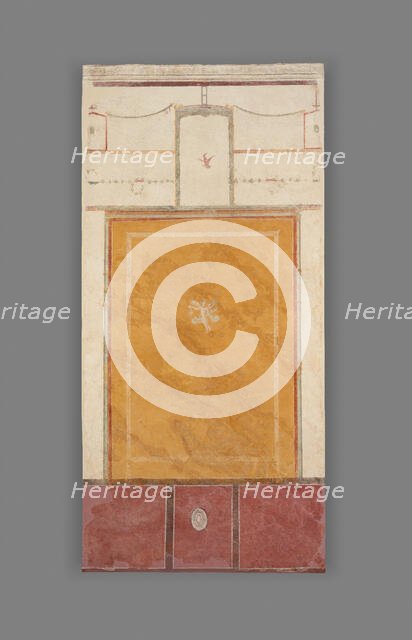 Frescoed Wall with White Ground and Yellow Center Panel, A.D. 50-79. Creator: Unknown.