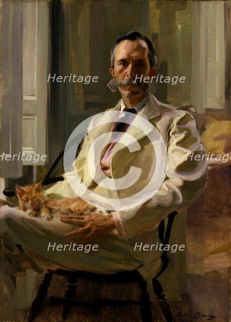 Man with the Cat (Henry Sturgis Drinker), 1898. Creator: Cecilia Beaux.