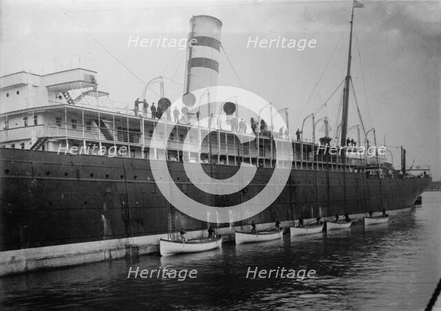 Life boats launched, Holland America line, between c1910 and c1915. Creator: Bain News Service.