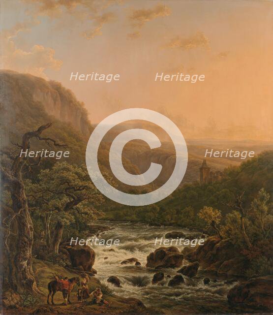 River in the Ardennes at Sunset, 1821. Creator: Henri van Assche.