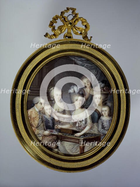 Portrait de Wilhelmine de Prusse, princesse d'Orange-Nassau, en miniaturiste entourée de..., 1784. Creator: De Saint-Ligie.