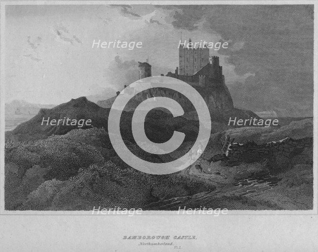 'Bamborough Castle, Northumberland', 1814. Artist: John Greig.