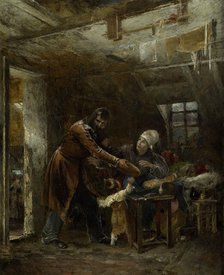 Claude Gueux bringing stolen bread back to his family, 1834. Creator: Louis Edouard Rioult.