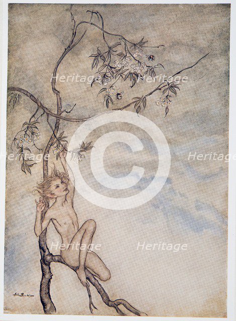 Merrily, merrily shall I live now under the blossom that hangs on the bough, illustration from 'The 