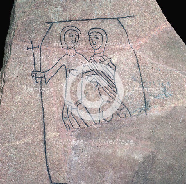 Carved stone with Christian motif. Artist: Unknown