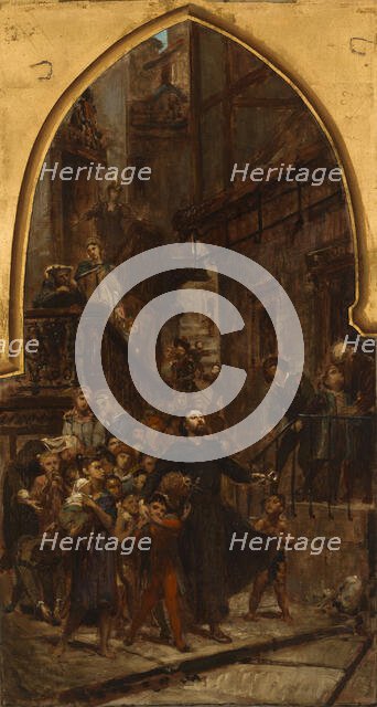 Esquisse pour l'église Saint-Merry : Saint François-Xavier parcourant les rues de Goa..., 1874. Creator: Pierre-Paul-Leon Glaize.