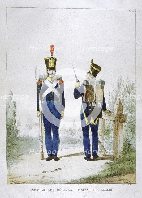 Uniform of a regiment of light infantry, France, 1823.  Artist: Charles Etienne Pierre Motte