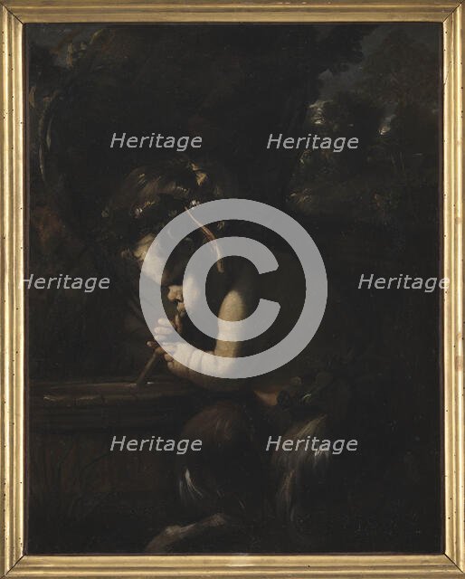 Young Satyr Drinking from a Wine Cask, c1646. Creator: Mola, Pier Francesco (1612-1666).