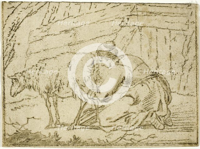 Woman Milking an Ewe, n.d. Creator: Cornelis van Noorde.