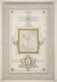 Design for the painted decoration of a ceiling with the monogram: AS, 1830-97. Creators: Jules-Edmond-Charles Lachaise, Eugène-Pierre Gourdet.