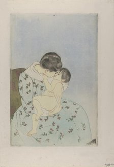 Mother's kiss, ca 1891. Creator: Cassatt, Mary (1845-1926).