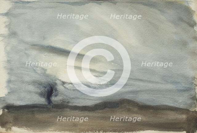 Study of a windswept landscape with stormy sky, c1875-1944. Creator: George Clausen.