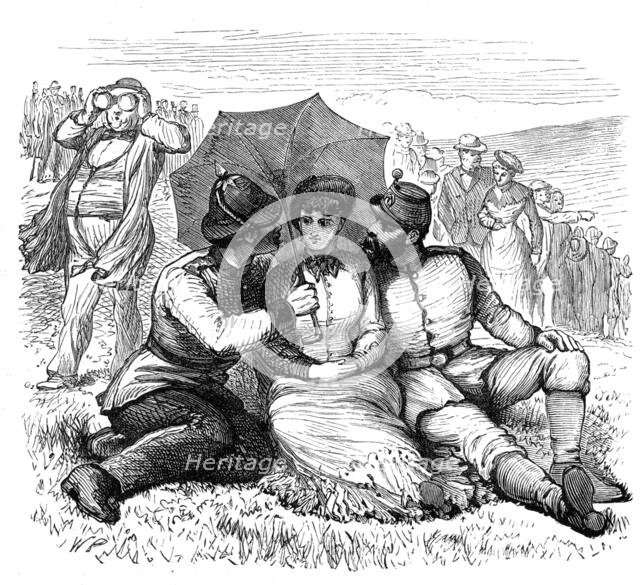 Sketches at the Brighton Theatre of War: "All in the Downs", 1880. Creator: Unknown.