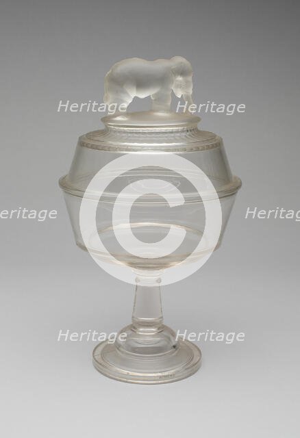 Jumbo/Elephant pattern covered compote on pedestal, 1883/5. Creator: Canton Glass Company.