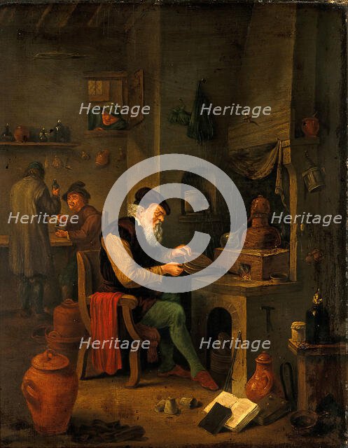 An alchemist in his laboratory, c1680s. Creator: Follower of David Teniers the younger.